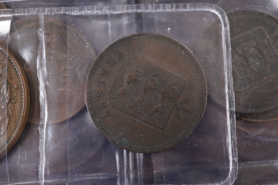 British dependencies - Guernsey and Jersey AE coins, William IV to Elizabeth II